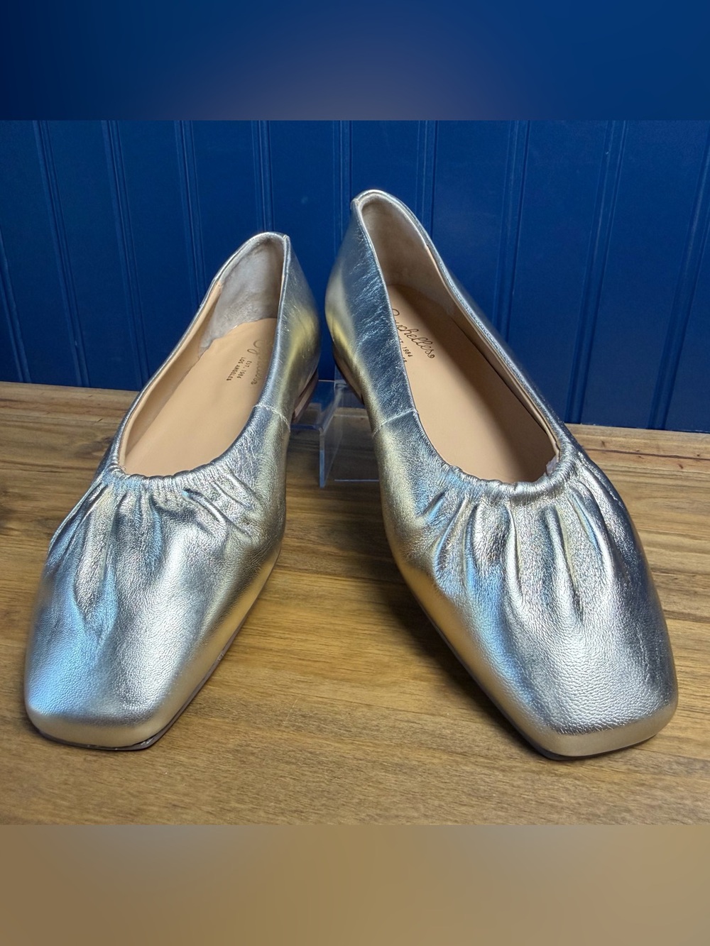 Seychelles The Little Things Metallic Gold Leather Ruched Flats Women’s 7.5